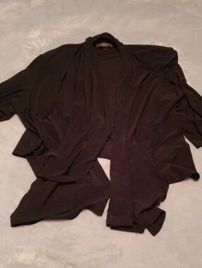 R&M Richards Black Draped Open-Front Cape Jacket